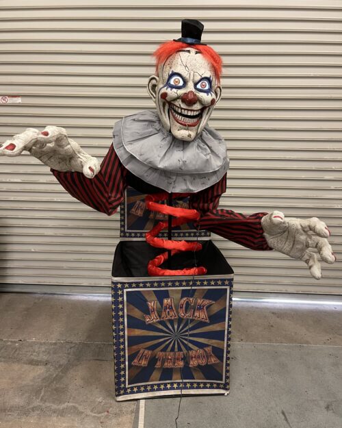 Oversized clown in a box animated